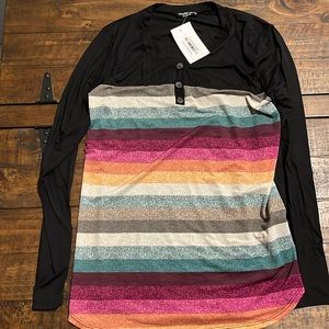 NWT Heimish long sleeve multicolored striped shirt. Size small.